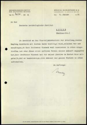 F. Matz an DAI Athen