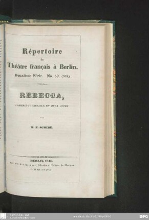Rebecca : comédie-vaudeville en deux actes