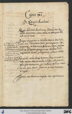 [fol. 47] Caput 11: De notario academico