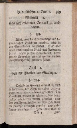 Abschnitt 2. was nach erkannten Concurs zu beobachten.