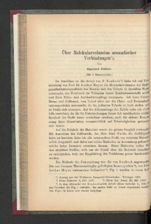 Über Molekularvolumina aromatischer Verbindungen.