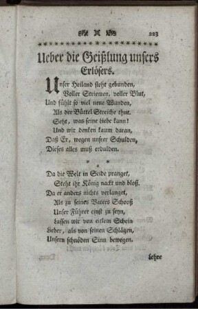 Ueber die Geißlung unsers Erlösers.