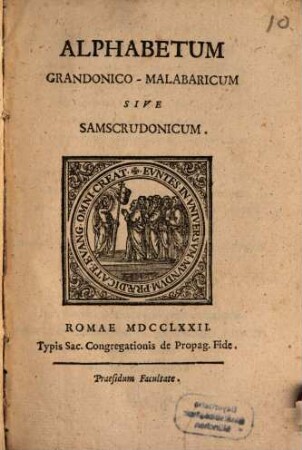 Alphabetum Grandonico-Malabaricum Sive Samscrudonicum
