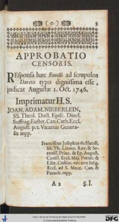 Approbatio Censoris.