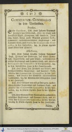 Commercien-Commission in den Vorlanden.