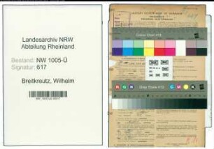 Entnazifizierung Wilhelm Breitkreutz , geb. 28.02.1895 (Beamter)