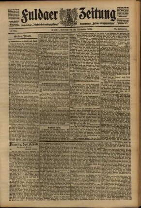 Erste Ausgabe vom Samstag, den 26. September 1908.