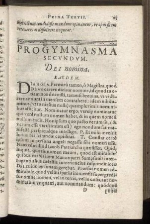 Progymnasma Secundum. Dei nomina.