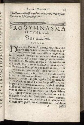 Progymnasma Secundum. Dei nomina.