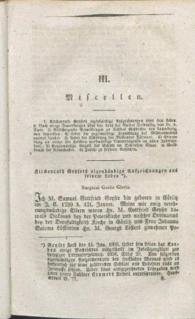 Kirchenrath Geysers eigenhändige Aufzeichnungen aus seinem Leben.