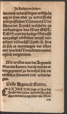 Erste Argument Luters.