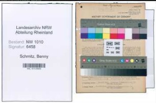 Entnazifizierung Benny Schmitz , geb. 07.12.1889 (Landwirt)
