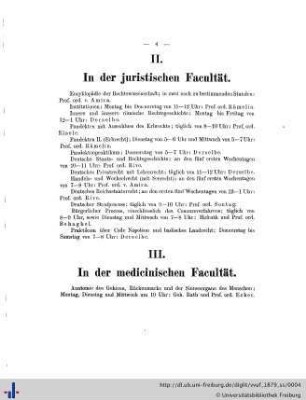 III. In der medicinischen Facultät.