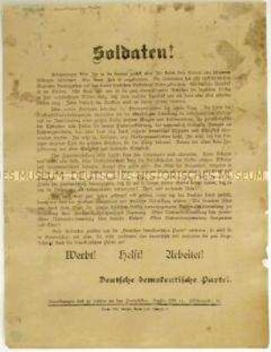 Aufruf an Kriegsheimkehrer zum Eintritt in die Deutsche Demokratische Partei