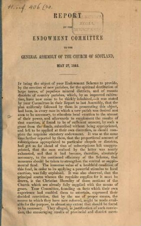 Report by the endowment committee to the general assembly of the Church of Scotland, May 27, 1853