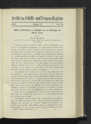 Notes anatomiques et medicales sur la Pathologie du Moyen Congo