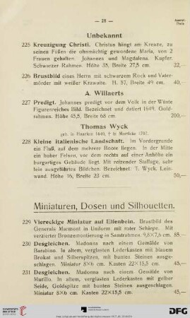 Miniaturen, Dosen und Silhouetten (Nr. 229-287)