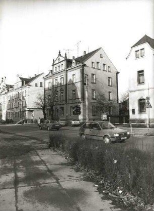 Flöha, Augustusburger Straße 38. Wohn- und Geschäftshaus (um 1890). Straßenansicht