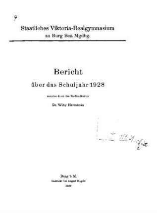 1928/29: Bericht über das Schuljahr ... - 1928/29