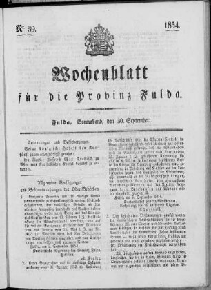 Nr. 39, Ausgabe vom 30. September 1854