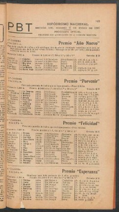 Hipódromo Argentino - Reunión del Domingo 6 de Enero de 1907 - Programa oficial