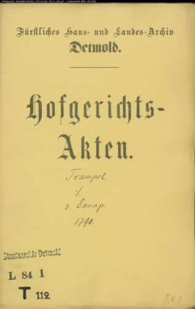 Trampel, Geheimrat in Meinberg gegen Hauptmann von Donop zu Wöbbel - Schuldforderung