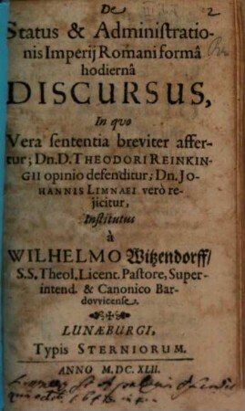 De Status et administrationis Imperii Romani forma hodierna discursus