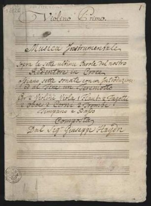 Die sieben letzten Worte unseres Erlösers am Kreuze; orch; Hob XX:1A; op.47
