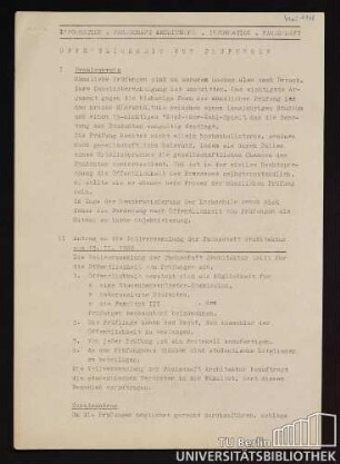Information. Fachschaft Architektur. Öffentlichkeit von Prüfungen