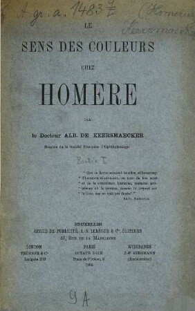 Le sens des couleurs chez Homère, 1