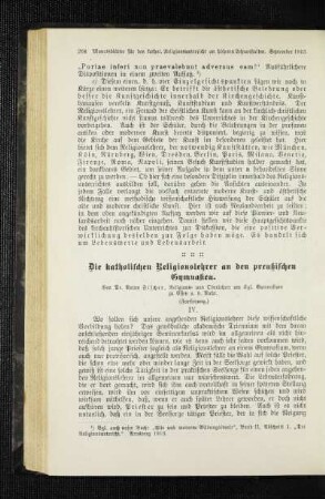¬Die¬ katholischen Religionslehrer an den preußischen Gymnasien : (Fortsetzung)