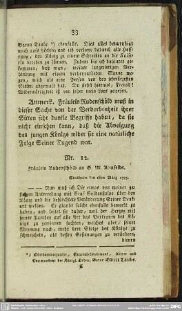 Nr. 12. Fräulein Rudenschöld an G. M. Armfeldt. Stockholm den 1stenMärz 1793