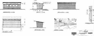 Nellmersbach: Vorder- Rück- und Seitenansicht; Querschnitt; Teillageplan Wartehalle