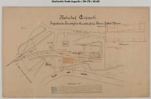 Asbach, Bahnhof. Projektierter Gleisanschluss Jakob Menz. Siehe auch SN176/398