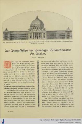 Zur Baugeschichte der ehemaligen Benediktinerabtei St. Blasien.