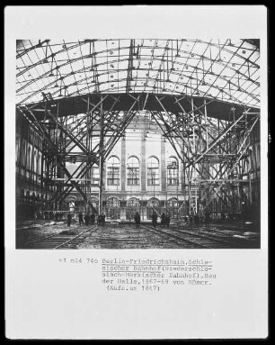 Bau der Halle des Schlesischen Bahnhofs (Niederschlesisch-Märkischer Bahnhof) in Berlin-Friedrichshain