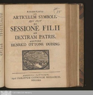 Dissertatio Ad Articulum Symboli, Qui Agit De Sessione Filii Ad Dextram Patris