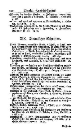 XIX. Vermischte Schriften
