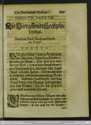 Die Vierzehende Hochzeit-Predigt
