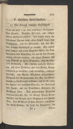 V. Gelehrte Gesellschaften