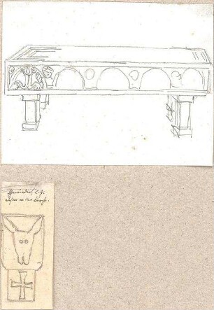 Hoffstadt, Friedrich; Kassette 4: Mappe IX.1, Grabsteine und Monumente (1304-1311) - Ansicht, Detail