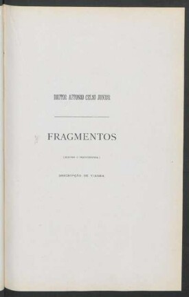 Fragmentos : (Subindo o Jequitinhonha)- Descripção de viagem
