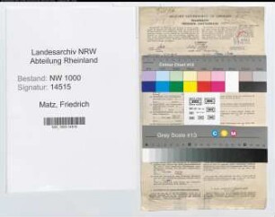 Entnazifizierung Friedrich Matz, geb. 15.11.1908 (Kaufmann)