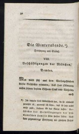 Die Winterabende (Fortsetzung und Schluß)