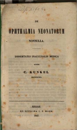 De Opthalmia Neonatorum Nonnulla : Dissertatio Inauguralis Medica
