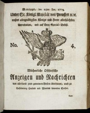 No. 4. Montags, den 25ten Jan. 1779.