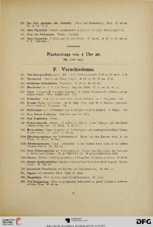 F. Verschiedenes (Nr. 519-662)