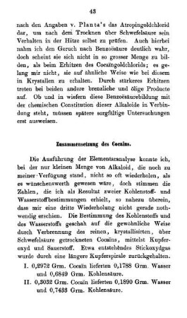 Zusammensetzung des Cocains.