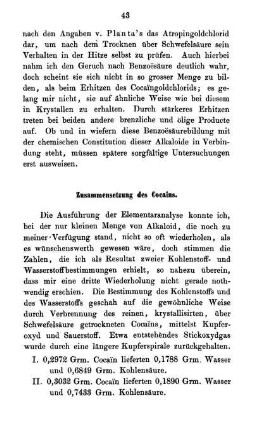 Zusammensetzung des Cocains.