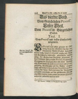 Das vierdte Buch. Vom Gerichtlichen Process